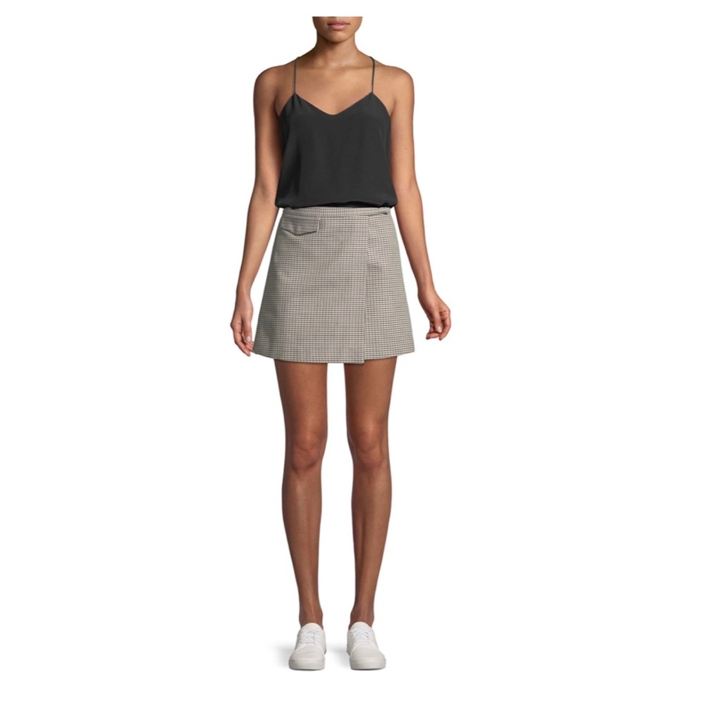 Theory Snap-tab Fremont Plaid Wrap Mini Skirt NWOT